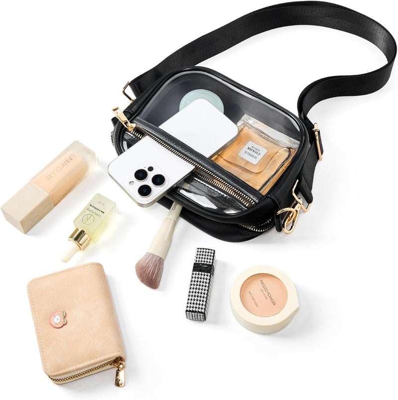 Fibrdoo Clear Bag Stadium Approved, Leather Clear Crossbody Purse Bag for Concerts Sports Events Festivals - Image 5